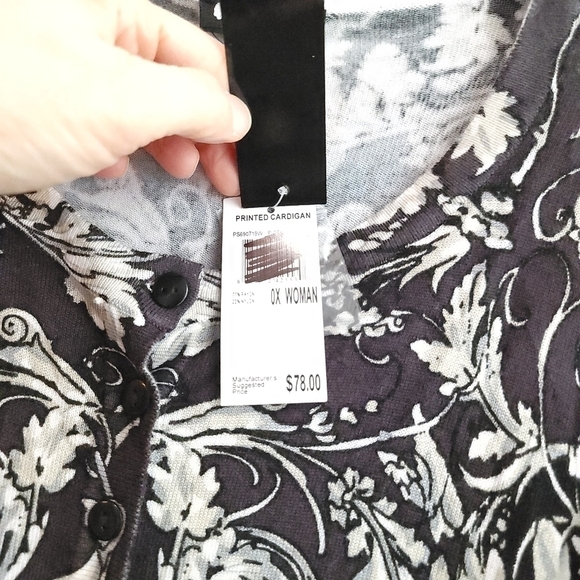 NWT Premise Black Multi Color Lightweight Button Cardigan Size 0X   Plus… - Picture 4 of 9